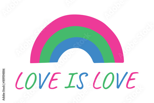 Colorful rainbow shape Polysexual pride flag Happy pride day LGBTQIA community Pride Month Vector hand drawn doodle for posters, stickers, logo, cards