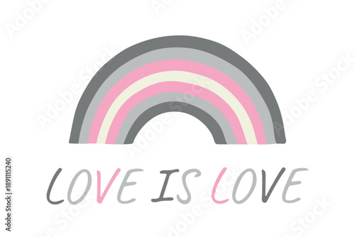 Colorful rainbow shape Demigirl pride flag Happy pride day LGBTQIA community Pride Month Vector hand drawn doodle for posters, stickers, logo, cards