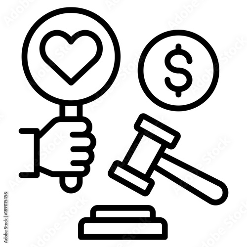 Charity Auction Vector Icon