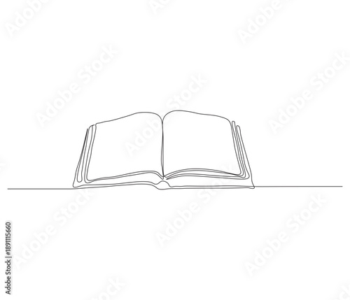One continuous line drawing of opened book. single line of knowlegde and education concept. illustration of world book day