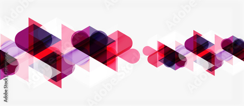 Abstract geometric shapes, pinks, purples, white background. Modern design element, repeating pattern, clean lines, visual texture.