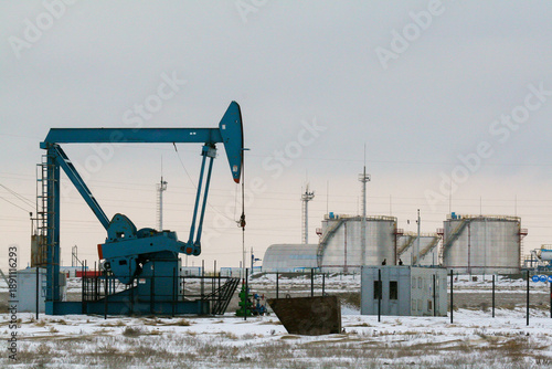 An oil pump pumps crude in western Kazakhstan near the city of Aktau.