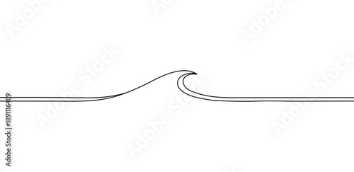 Ocean wave abstract line art drawing graphic design element black curvilinear smooth line