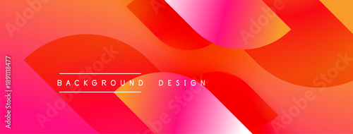Abstract vibrant gradient shapes overlap. Pink, red hues dominate design. Text reads background design centrally positioned. Modern aesthetic.