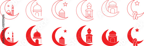 Ramadan icon moon, mosque, islamic star, minaret, islamic architecture, religious symbol, calligraphic design, arabic motifs,