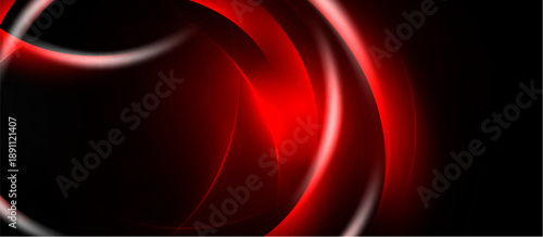 Abstract red lines over black background. Smooth curves create dynamic visual effect. Modern design, simple yet striking.
