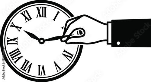 Clock hand manual adjustment vector design concept