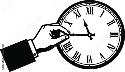 Clock hand manual adjustment vector design concept