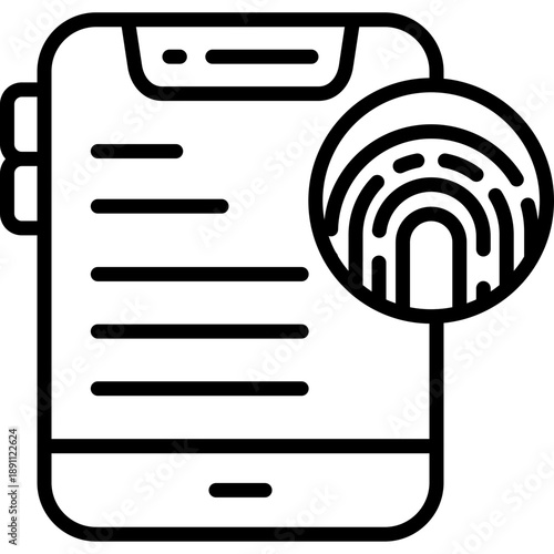 Mobile Lock Biometric Vector Icon