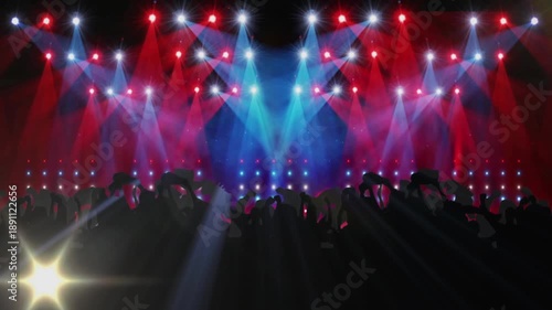 Animation of people dancing over light spots