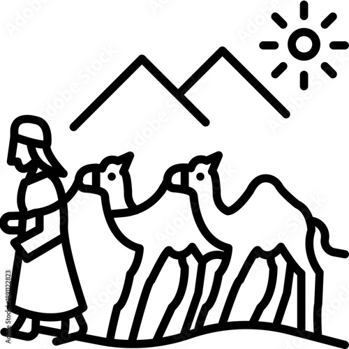 Camel Caravan Vector Icon