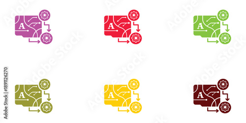 Six colored of artificial intelligence circuit board with gears chip technology