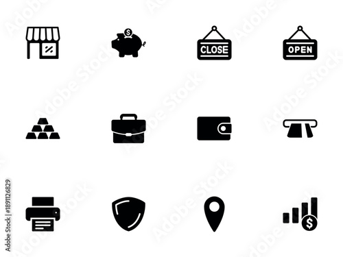 Collection of Black Financial Symbols for Business Design