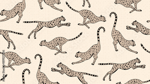 Cheetah leopard neutral tone seamless pattern, beige cream calming texture. Muted colors hygge earthy tones textile print, big cat hunter bohemian home decor, soft Scandinavian minimalist art