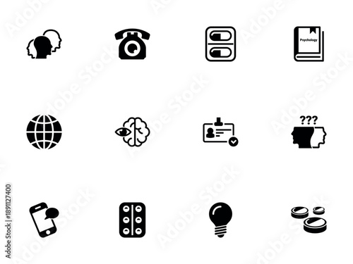 Comprehensive Psychology and Mental Health Support Icon Collection