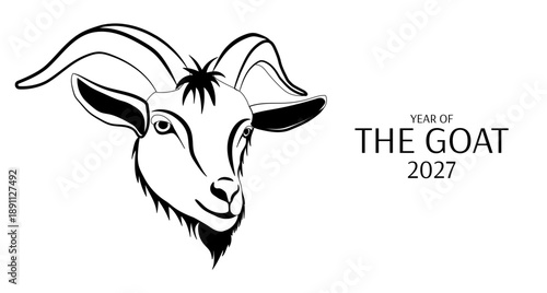 Year of the Goat. Sheep, symbol of 2027. Traditional Chinese horoscope animal. Vector illustration