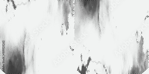 Halftone abstract background. Radial grunge pattern with spots of ink. Monochrome vector texture for print on business cards, labels, posters, stickers