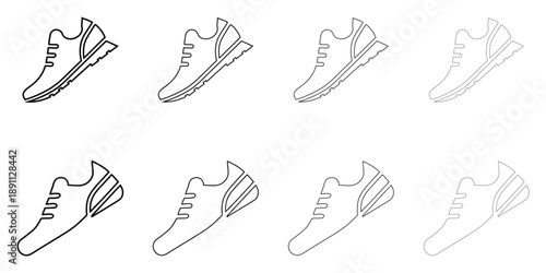 athletic running shoe line icon vector, sports running shoe icon vector outline icon illustration