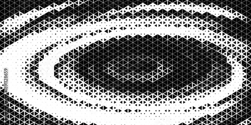 Abstract geometric black and white deco art halftone hexagone  and triangle print pattern