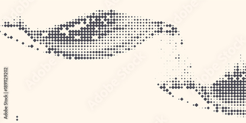 Rhombus Shapes Vector Abstract Geometric Technology Oscillation Wave Isolated on Light Background. Halftone Rectangles Retro Simple Pattern. Minimal 80s Style Dynamic Tech Wallpaper