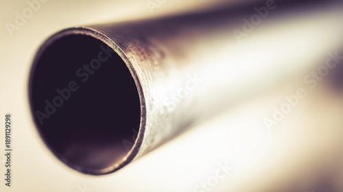 Precision industrial duct interior with smooth metallic walls and high-contrast lighting.