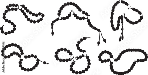 Black Beaded Jewelry Set with Tassels and Various Designs