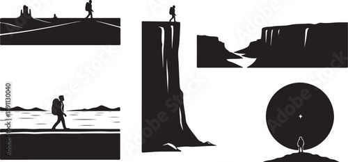 Silhouette of a person in a desert landscape collage