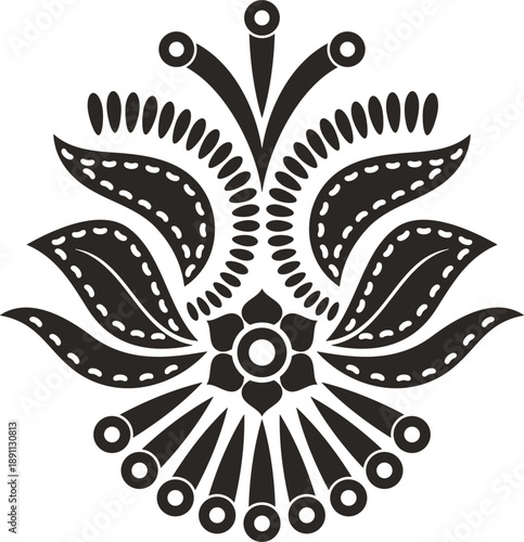 Slavic, Balkan, Bulgarian traditional decorative floral ornaments. Vector decor motifs for authentic silver jewelry, folklore costumes, damask, carpets, textile, leather, embroidery. Cultural heritage