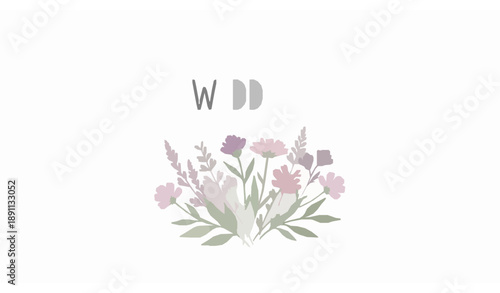 Minimal Hand Painted Watercolor Floral Wedding Card Background Vector

