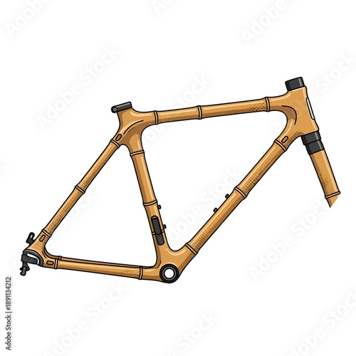 Creative Vector Illustration of a Bamboo Bicycle Frame showcasing sustainable design and eco-friendly mobility