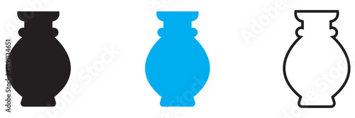 Ancient Pottery Vase icon. Collection of  showing various ancient pottery vases and amphora shapes, representing archaeology, ceramics, history, and classical design.


