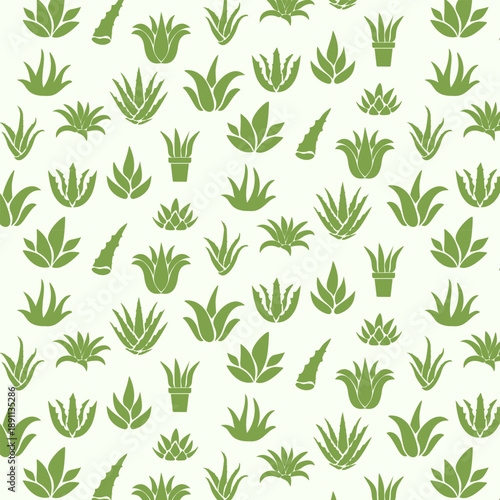 Aloe vera flyps modern silhouette icon illustration seamless pattern