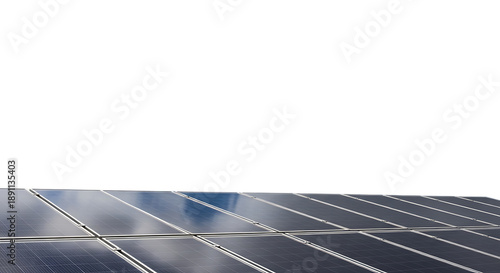 Wallpaper Mural Close-up of dark solar panels reflecting a cloudy sky, angled view with white background. featuring photovoltaic, renewable energy, clean energy, Torontodigital.ca