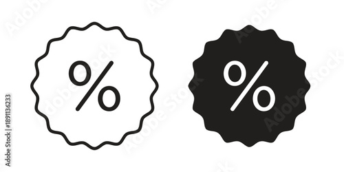 Percentage sign icon outline and solid silhouette style for discount sale promotion marketing offer concept isolated on white background, graphic vector symbol