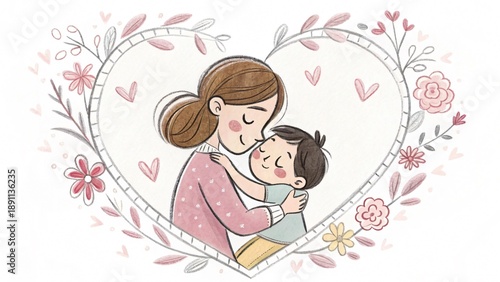 Mother embracing child with love and care