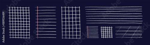 Square grid, line texture. Vector blank sheet set