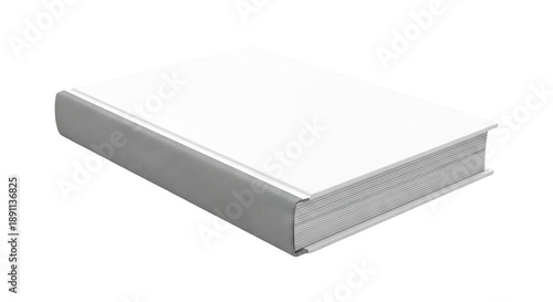 Blank white book with textured gray spine
