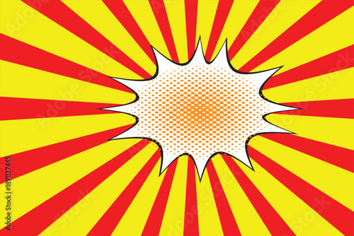 Speech Bubble icon with sunburst, halftone with Speech Bubble icon. Speech bubble comic icon, flat Cloud message box, speech bubbles collection.