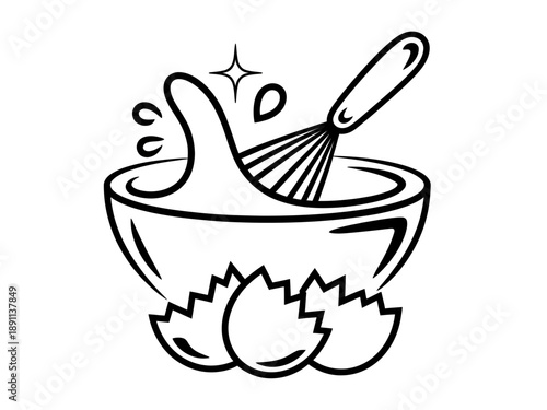 Illustration of black and white headphones with a visible cord