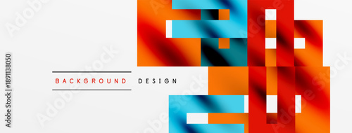 Abstract geometric pattern. Orange, teal rectangles overlap white space. Modern design elements create dynamic visual texture.