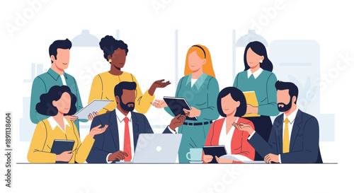 Diverse group of business professionals collaborating in a meeting