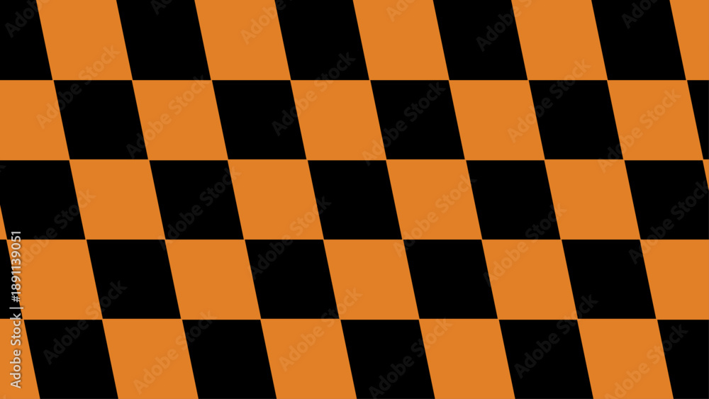 Obraz premium Abstract Orange and Black Checkered Pattern Background.