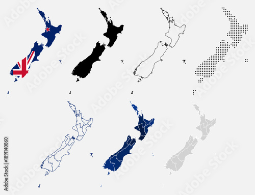 Collection of New Zealand Map Oceania Country