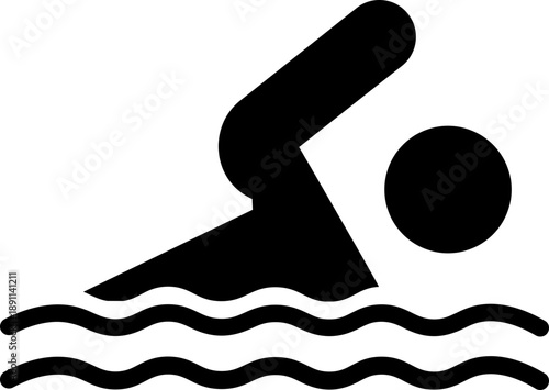 Black swimming icon - solid