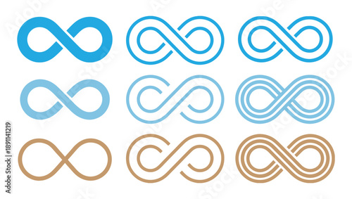 Hand drawn infinity symbol. Set of elegant infinity symbol.  infinity icon. Eternity, infinite, limitless and forever signs.