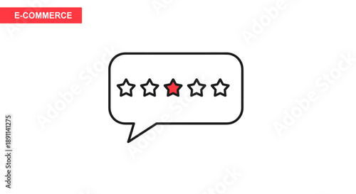 Unfavorable online customer review indicating dissatisfaction with a product or service, represented by a one-star rating icon in a speech bubble