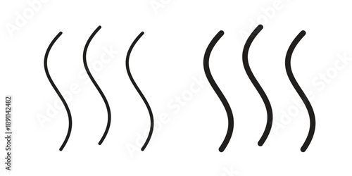 Steam icon outline and filled, hot water vapor symbol vector set