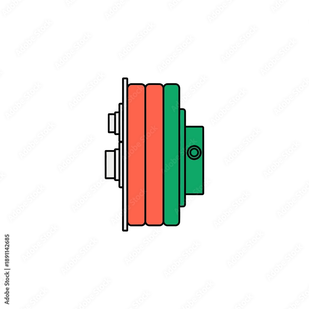 Obraz premium Flat vector illustration of a stacked weight plate for weightlifting, depicting strength and fitness, isolated on a white background
