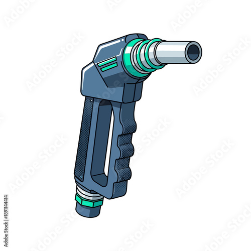 Vector illustration of a modern, sleek fuel nozzle for alternative energy, representing clean technology, future refueling, and eco-friendly solutions for vehicles