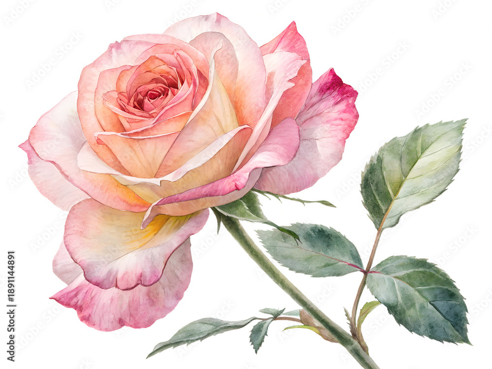 Obraz premium pink rose on white background